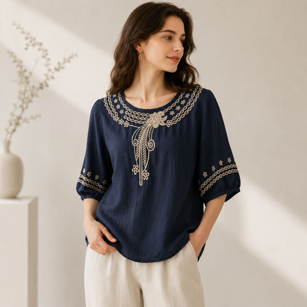 Wystelle Cotton-Linen Blouse