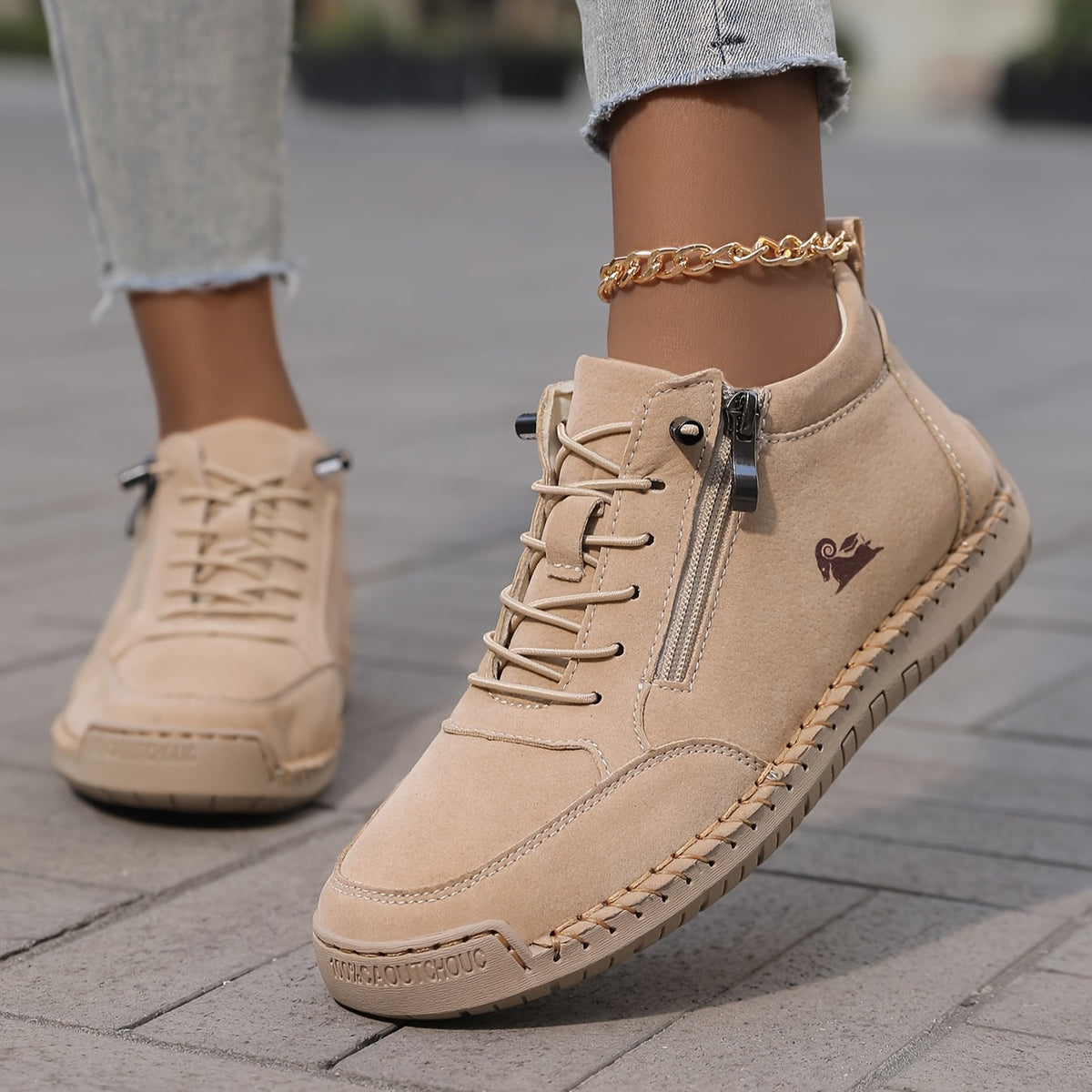 Eleanor™ – Hand-Stitched Slip-On Comfort Sneakers  | No-Bend Zipper, Wide Toe Box & All-Day Comfort