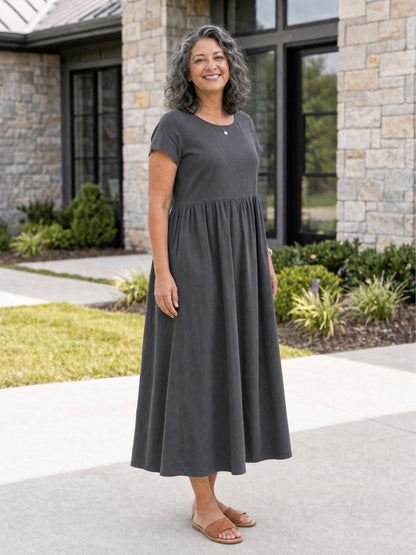 Relaxed Midi Dress with Pockets