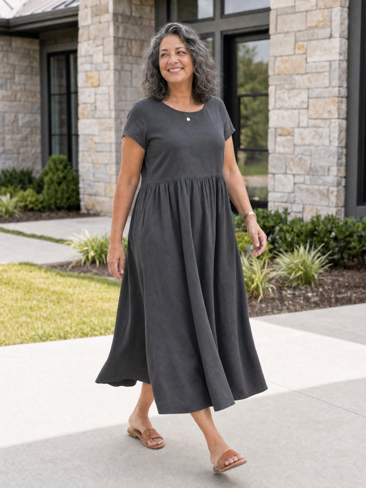 Relaxed Midi Dress with Pockets