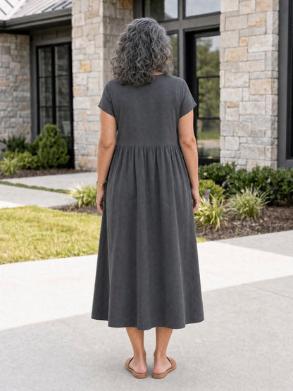 Relaxed Midi Dress with Pockets