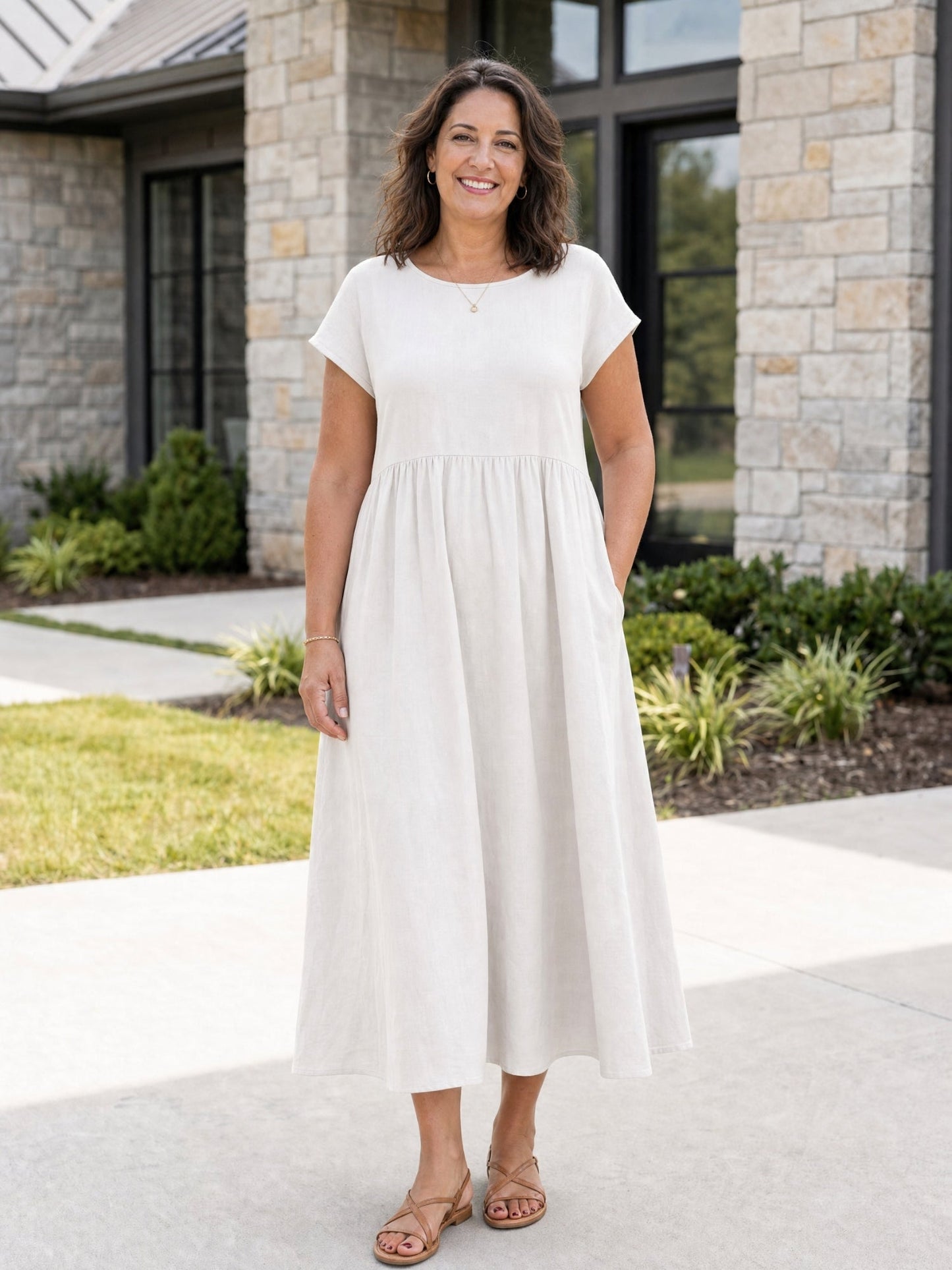 Relaxed Midi Dress with Pockets