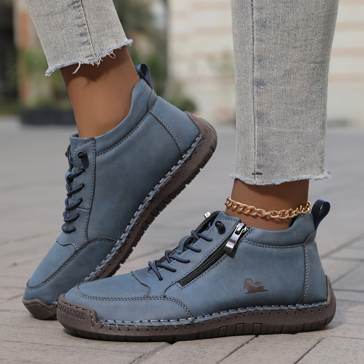 Eleanor™ – Hand-Stitched Slip-On Comfort Sneakers  | No-Bend Zipper, Wide Toe Box & All-Day Comfort