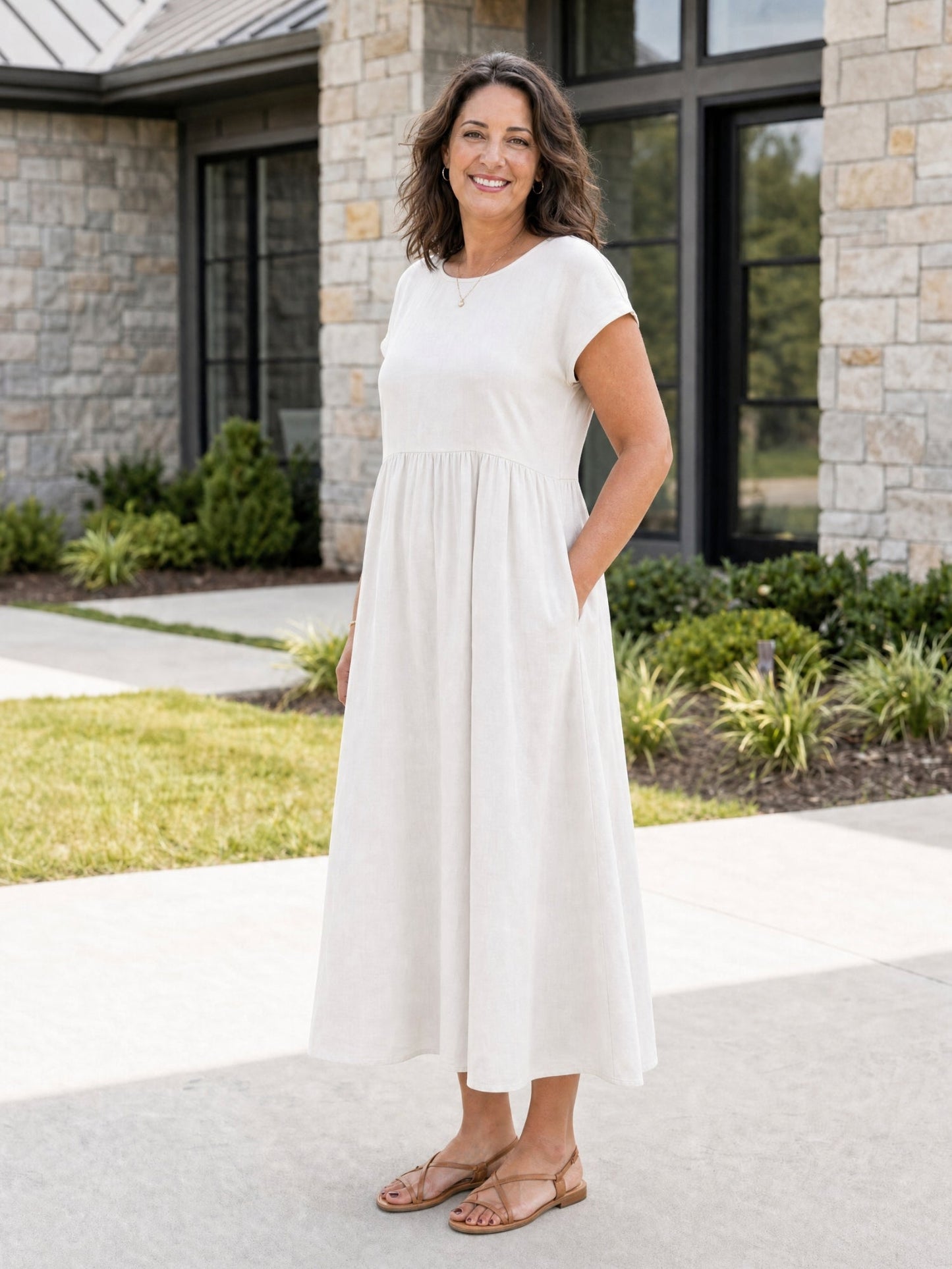 Relaxed Midi Dress with Pockets