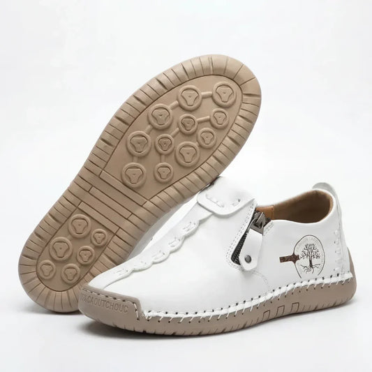 Vera™ – Hand-Stitched Slip-On Comfort Loafers | No-Bend Zipper, Wide Toe Box & All-Day Comfort