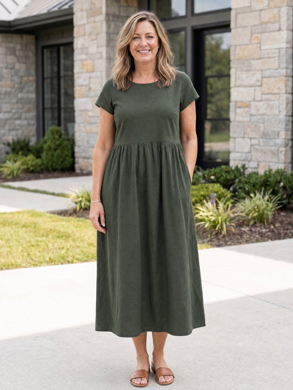 Relaxed Midi Dress with Pockets