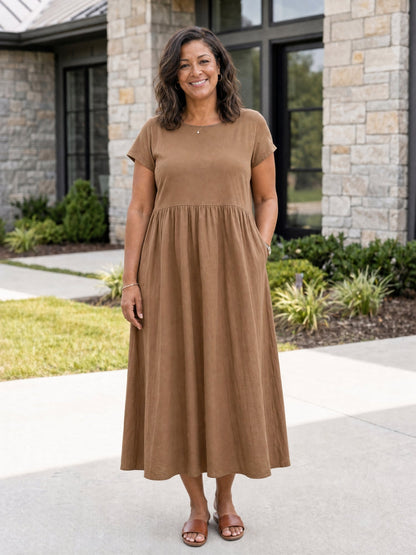 Relaxed Midi Dress with Pockets