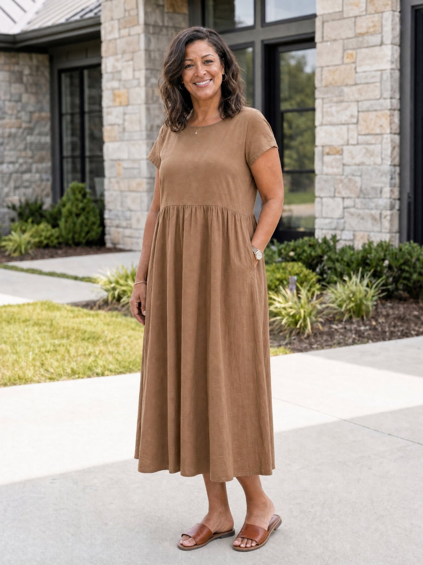 Relaxed Midi Dress with Pockets