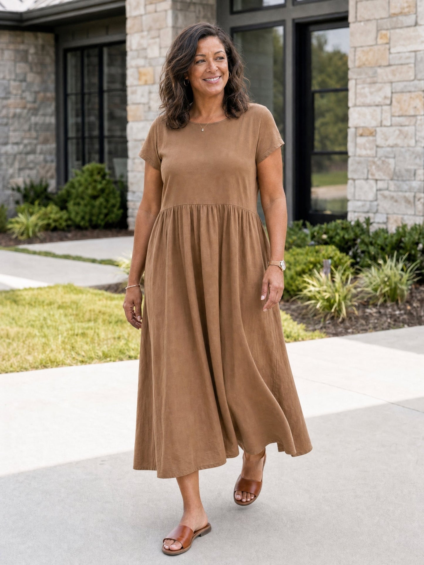 Relaxed Midi Dress with Pockets