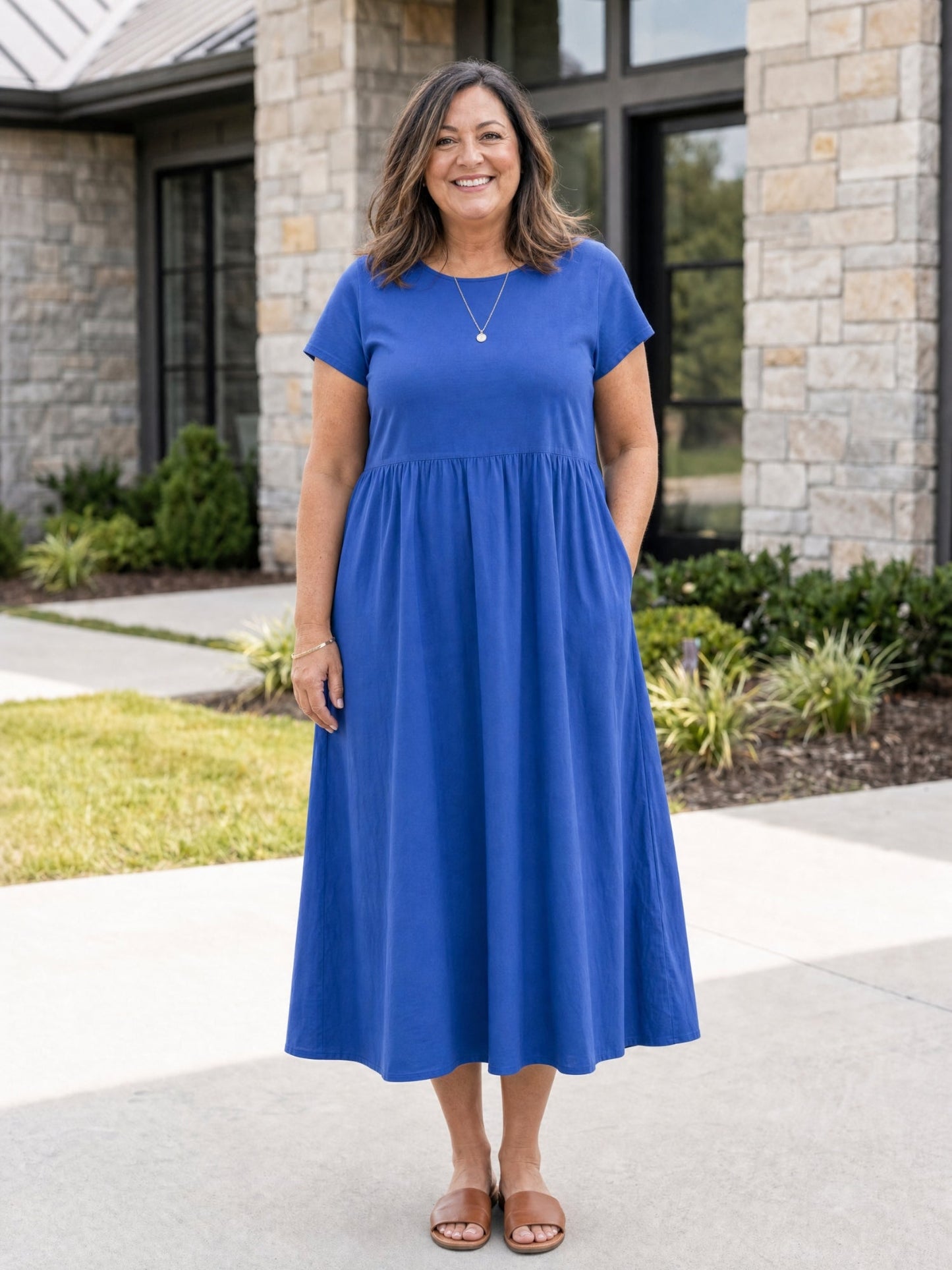 Relaxed Midi Dress with Pockets