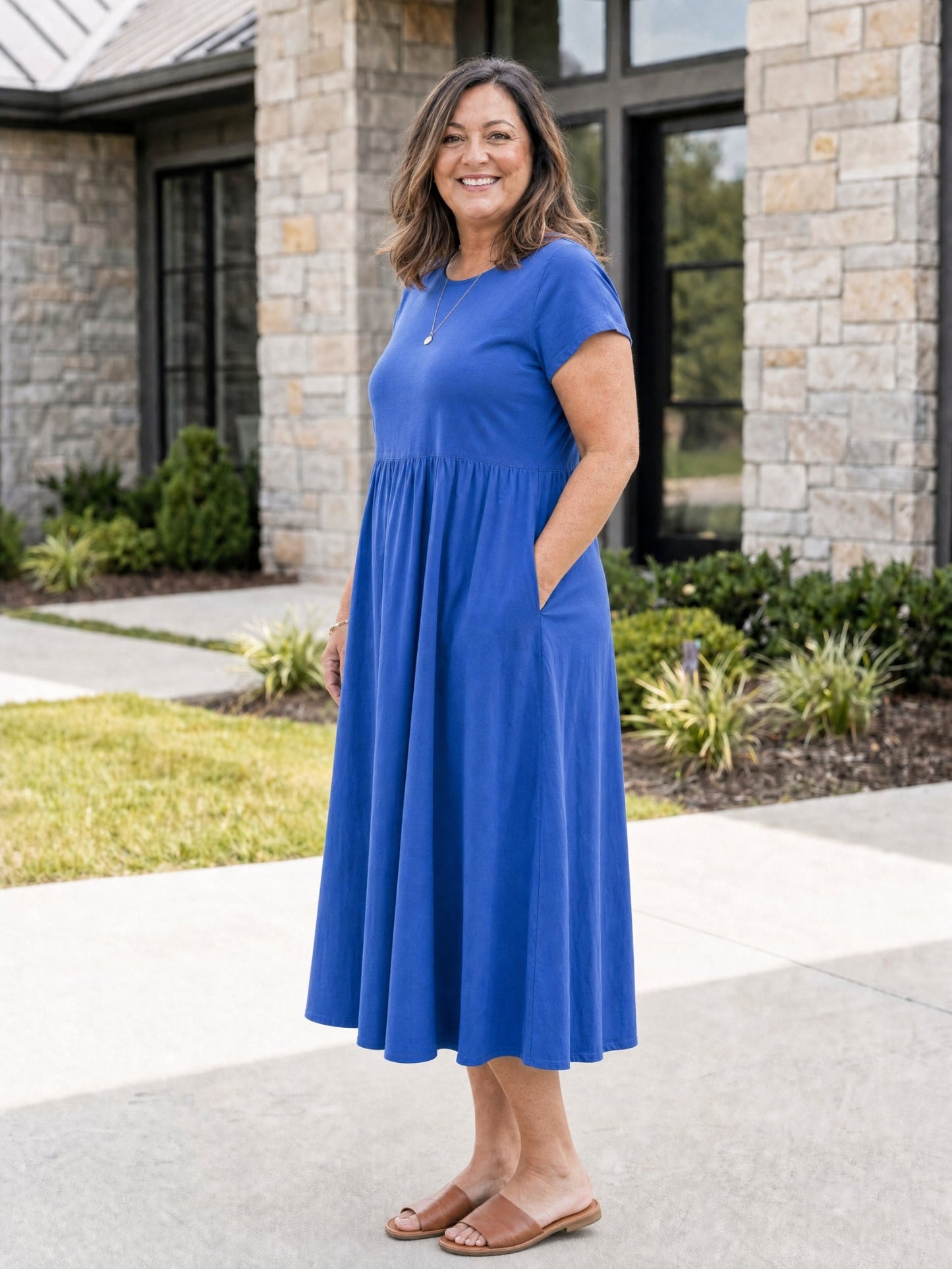 Relaxed Midi Dress with Pockets