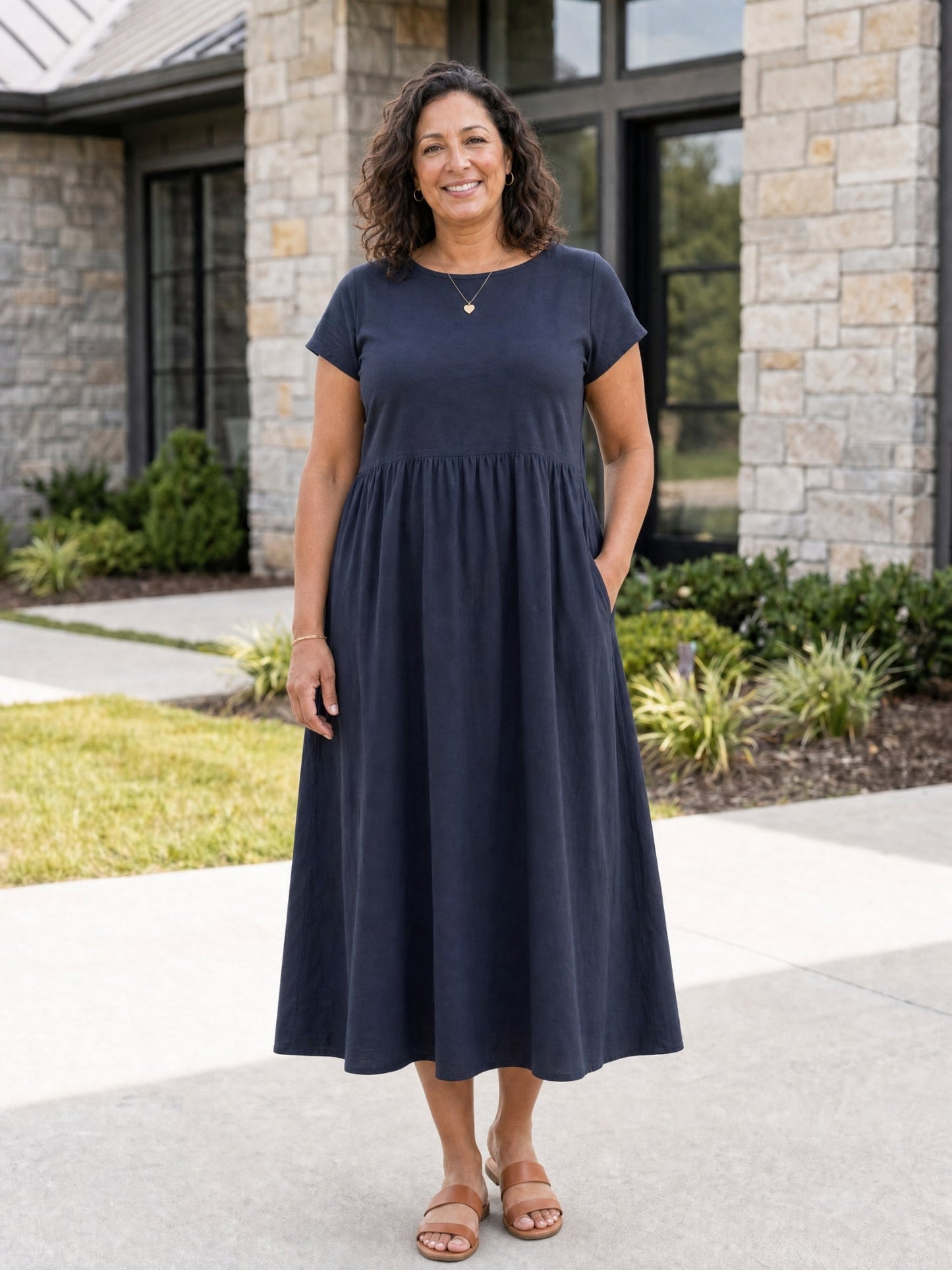 Relaxed Midi Dress with Pockets