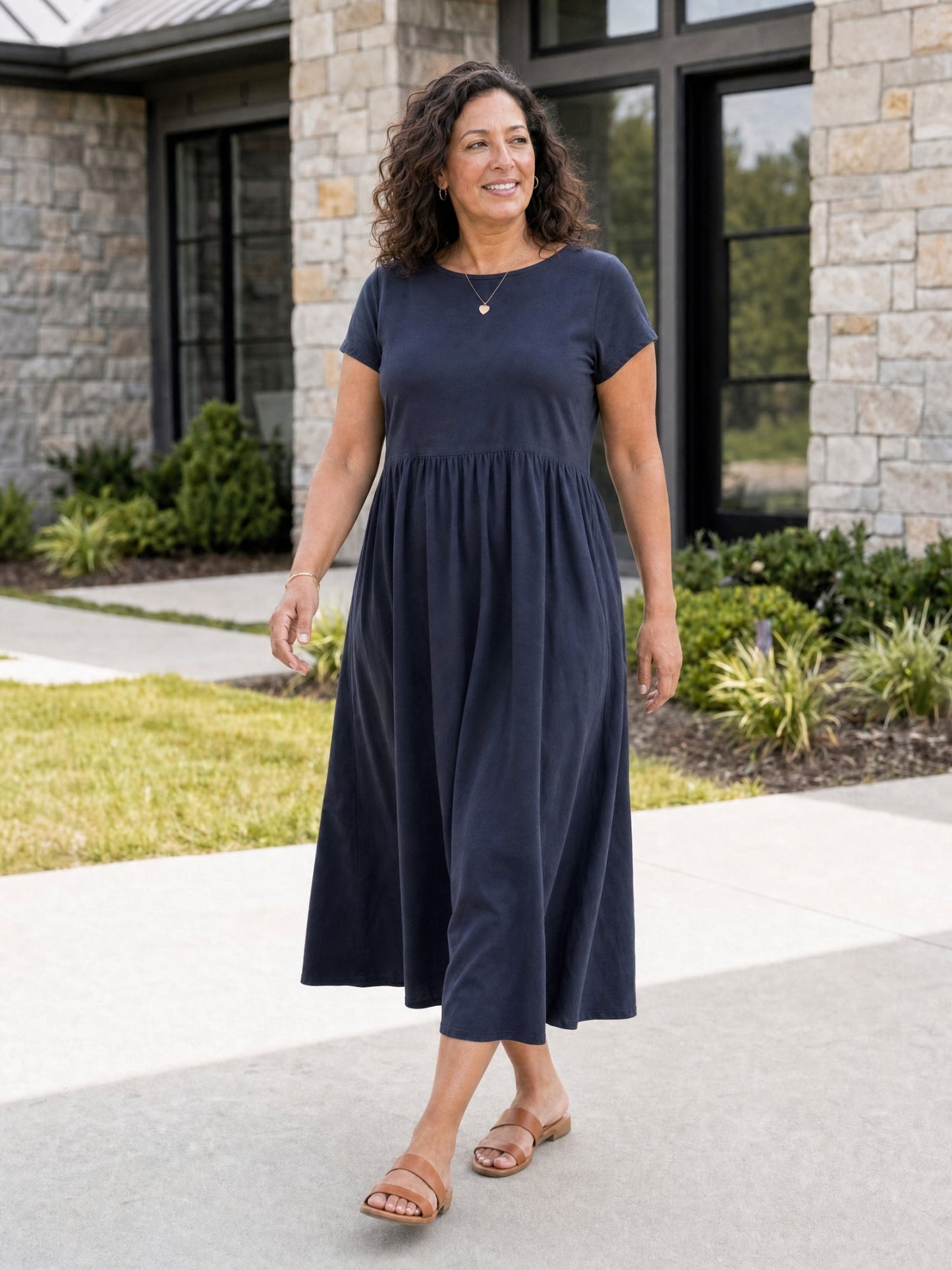 Relaxed Midi Dress with Pockets