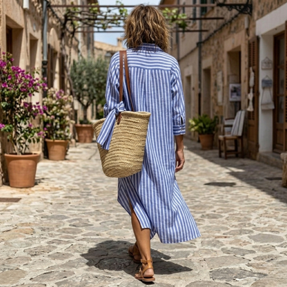 Elegant Striped Shirt Dress