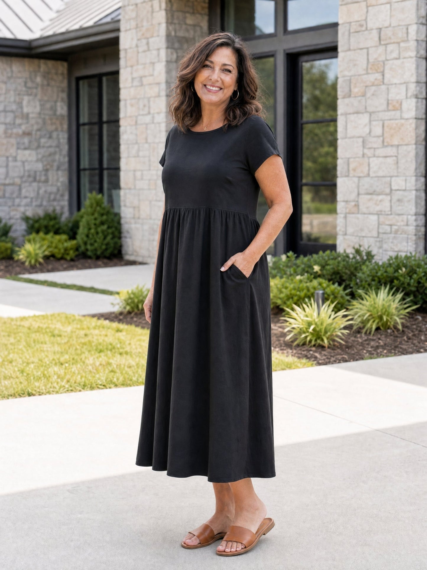 Relaxed Midi Dress with Pockets