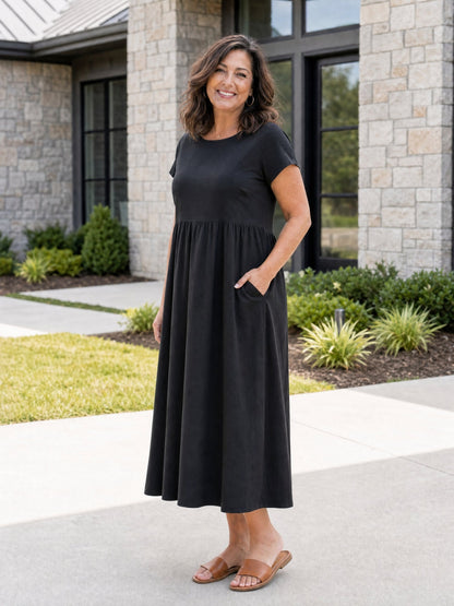 Relaxed Midi Dress with Pockets