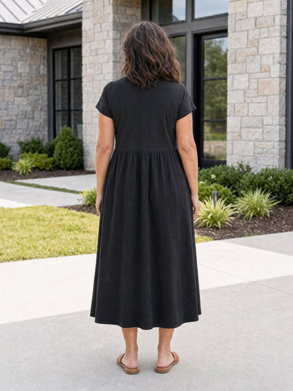Relaxed Midi Dress with Pockets