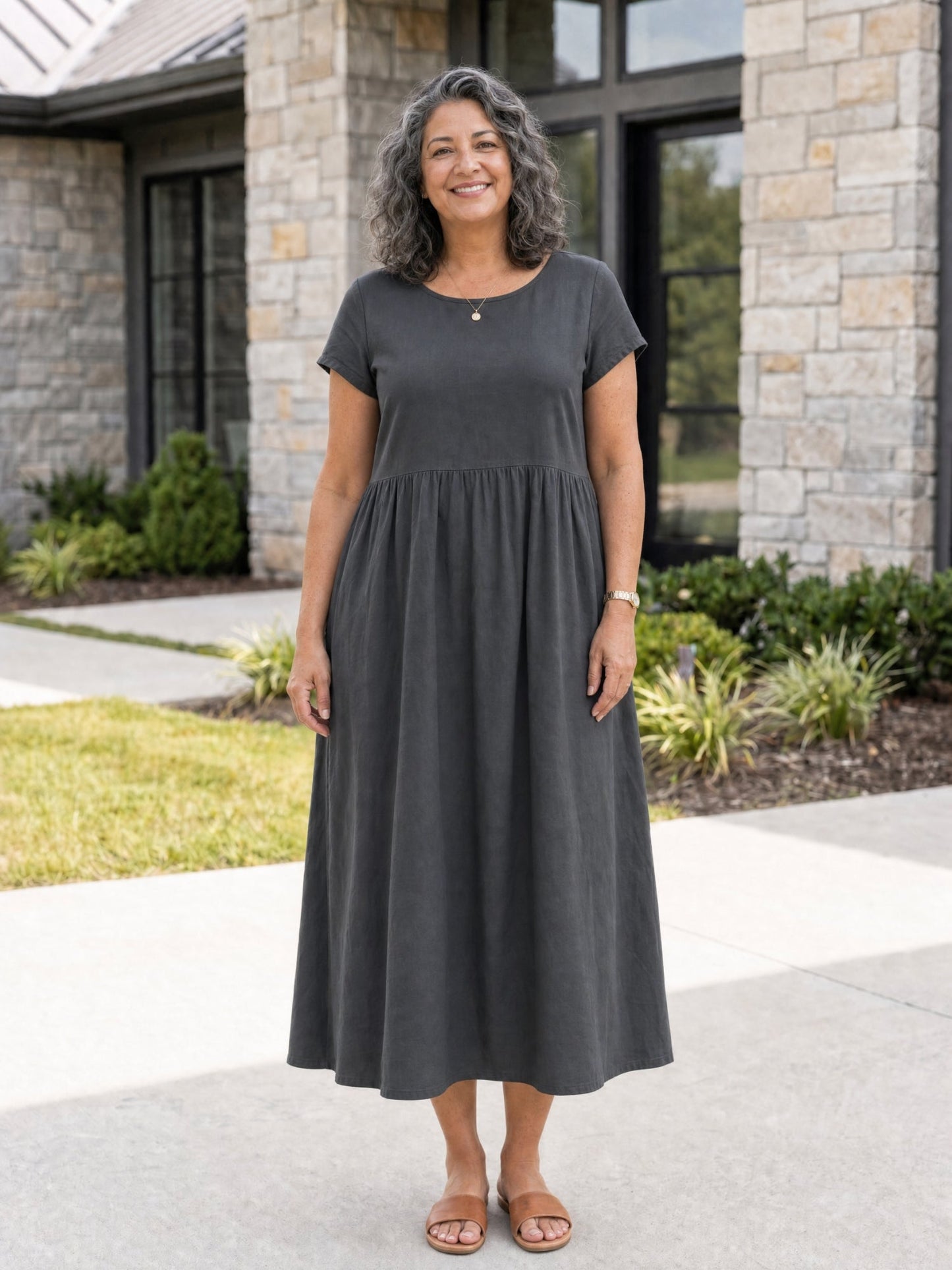 Relaxed Midi Dress with Pockets