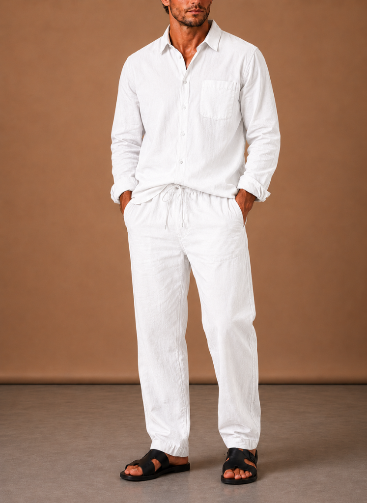 Men's Linen Cotton Style Set – Shirt & Trousers Smart Casual | Sorteva