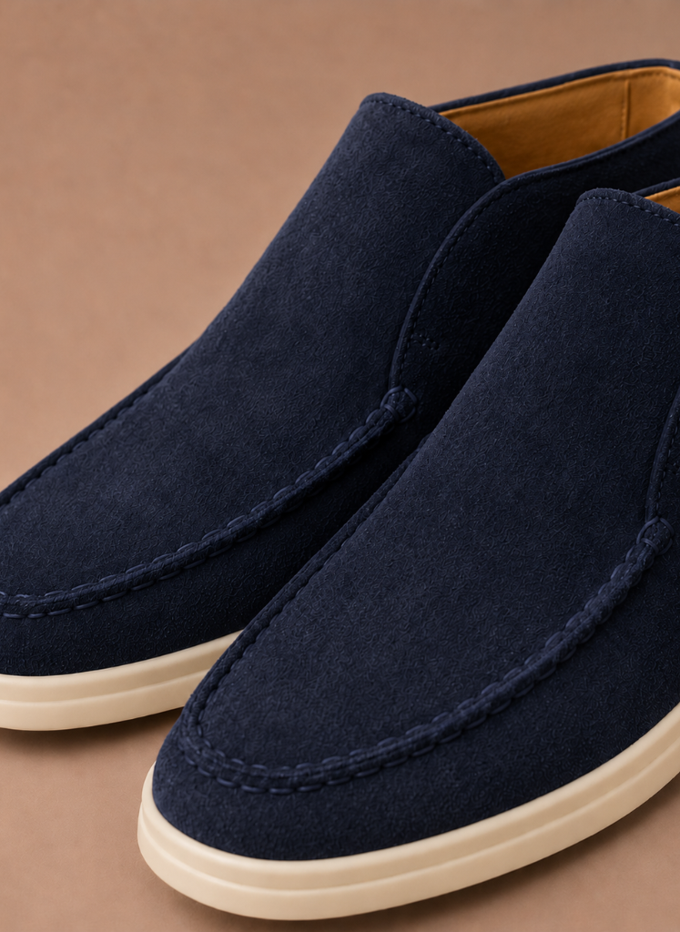 Men's Suede Ankle Loafers – Smart Casual Moc-Toe | Sorteva