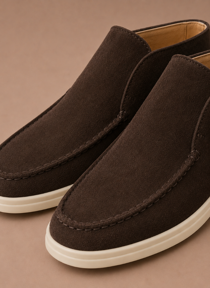 Men's Suede Ankle Loafers – Smart Casual Moc-Toe | Sorteva