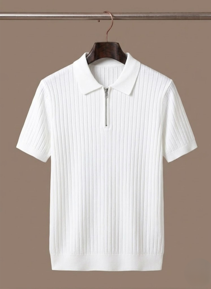 Men's Striped Knit Polo Shirt – Breathable Short Sleeve | Sorteva