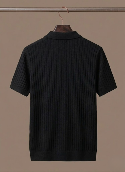Men's Striped Knit Polo Shirt – Breathable Short Sleeve | Sorteva