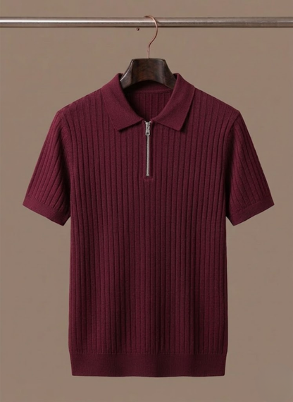 Men's Striped Knit Polo Shirt – Breathable Short Sleeve | Sorteva