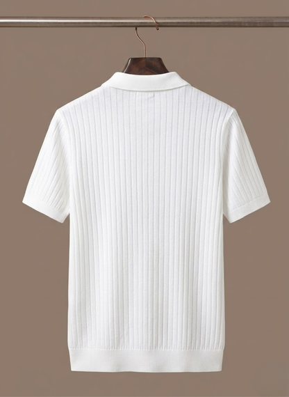 Men's Striped Knit Polo Shirt – Breathable Short Sleeve | Sorteva