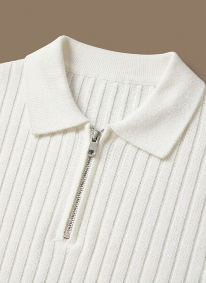 Men's Striped Knit Polo Shirt – Breathable Short Sleeve | Sorteva