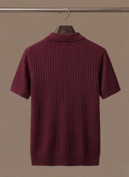 Men's Striped Knit Polo Shirt – Breathable Short Sleeve | Sorteva