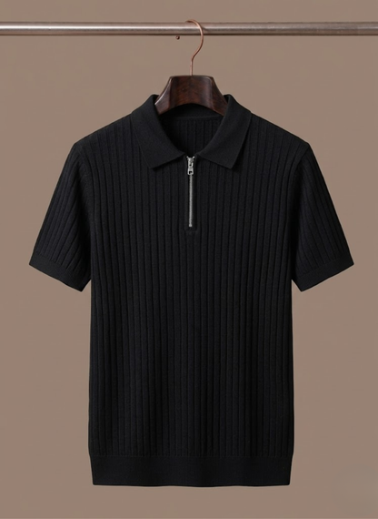 Men's Striped Knit Polo Shirt – Breathable Short Sleeve | Sorteva