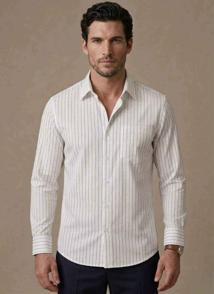 Men's Cotton Striped Shirt – Classic Button-Up | Sorteva