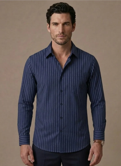 Men's Cotton Striped Shirt – Classic Button-Up | Sorteva
