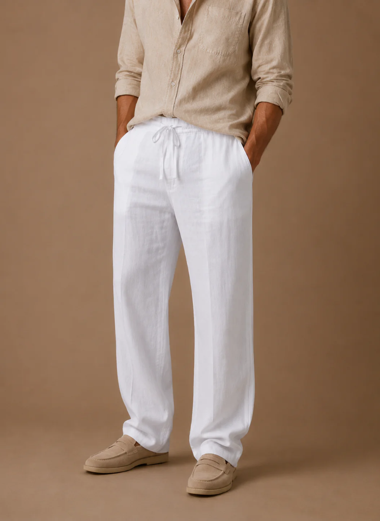 Men's Linen Blend Trousers – Lightweight Smart Casual | Sorteva