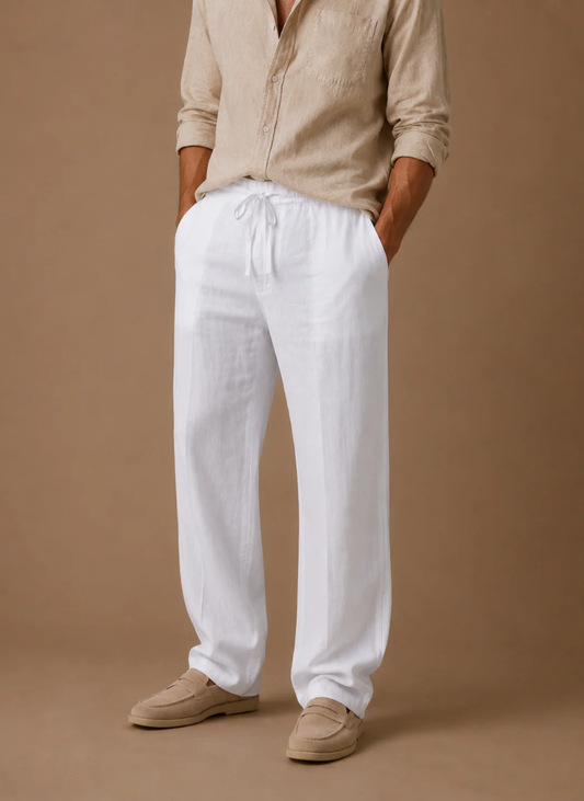 Men's Linen Blend Trousers – Lightweight Smart Casual | Sorteva