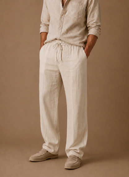 Men's Linen Blend Trousers – Lightweight Smart Casual | Sorteva