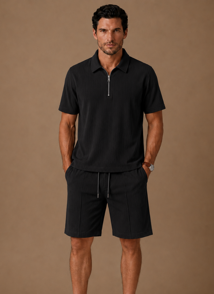 Men's Matching Polo & Shorts Set – Summer Ribbed | Sorteva