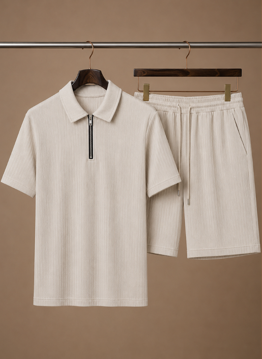 Men's Matching Polo & Shorts Set – Summer Ribbed | Sorteva