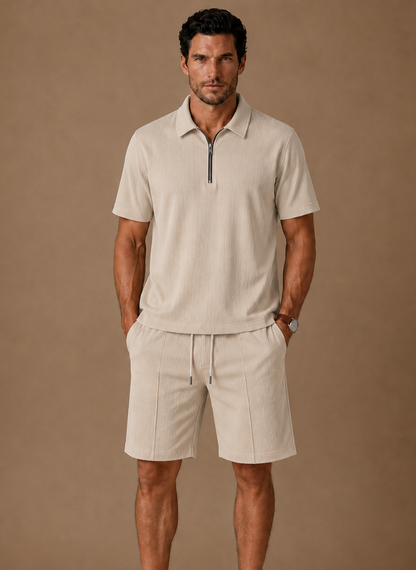Men's Matching Polo & Shorts Set – Summer Ribbed | Sorteva