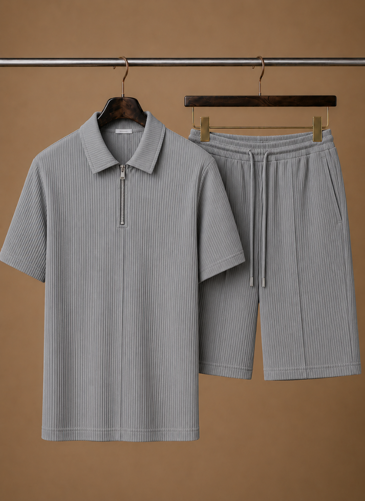 Men's Matching Polo & Shorts Set – Summer Ribbed | Sorteva