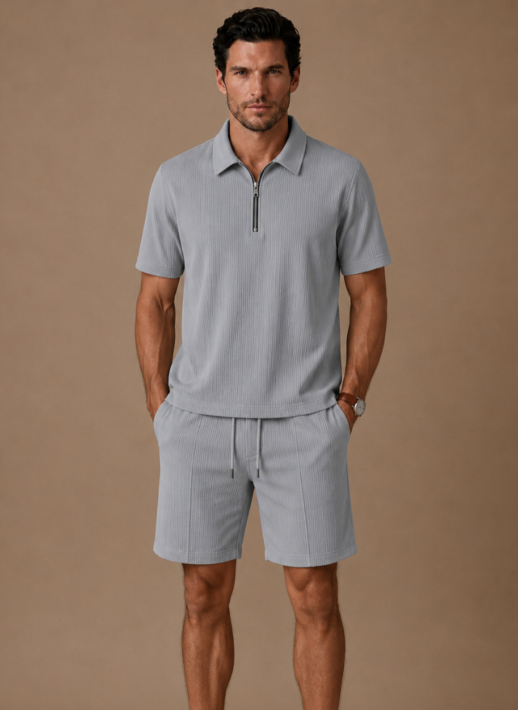 Men's Matching Polo & Shorts Set – Summer Ribbed | Sorteva