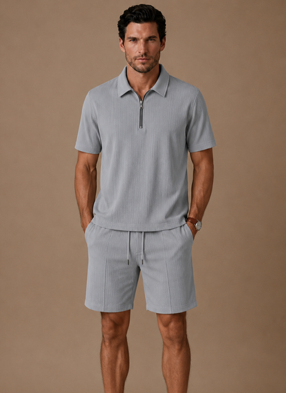Men's Matching Polo & Shorts Set – Summer Ribbed | Sorteva