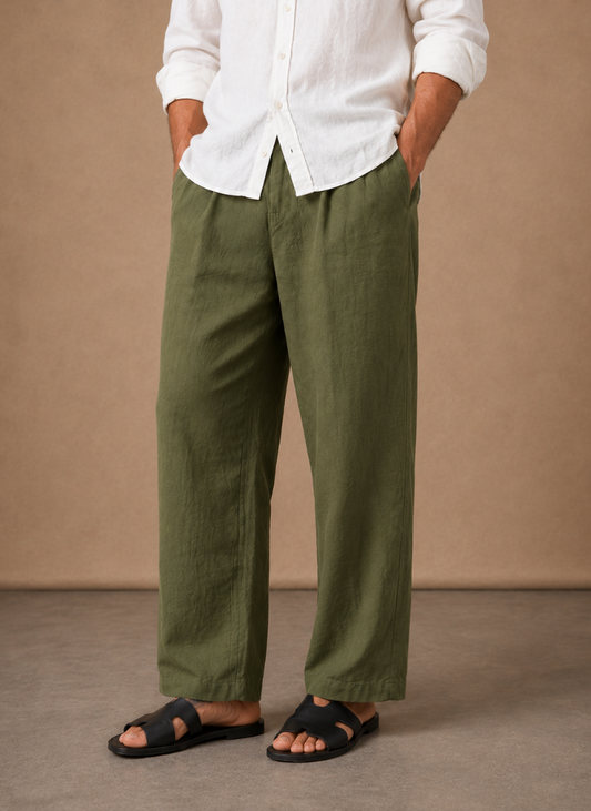 Men's Linen Style Summer Trousers – Relaxed Fit | Sorteva