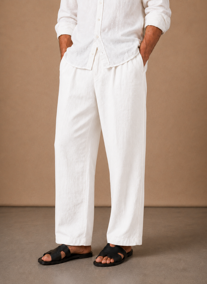 Men's Linen Style Summer Trousers – Relaxed Fit | Sorteva