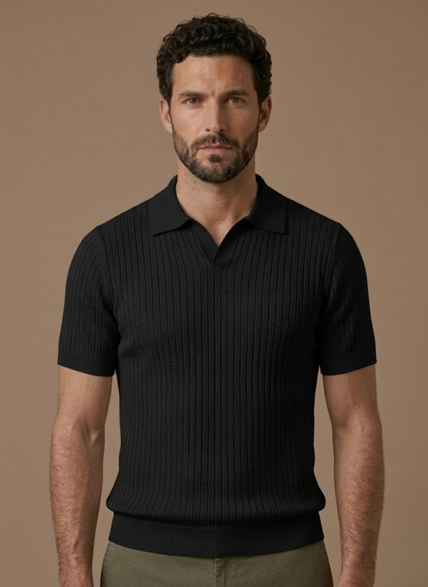 Men's Ribbed Knit Polo Shirt – Lightweight Summer Casual | Sorteva