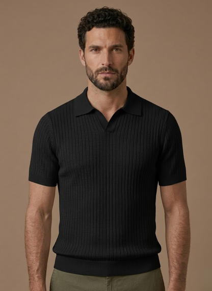 Men's Ribbed Knit Polo Shirt – Lightweight Summer Casual | Sorteva