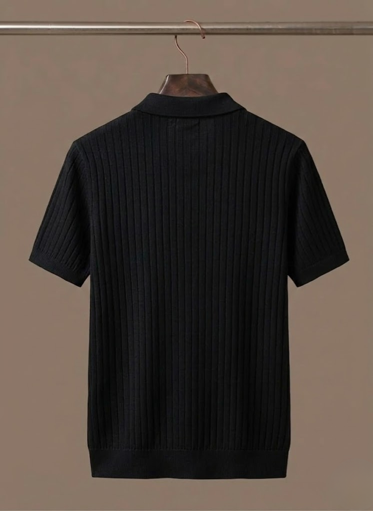 Men's Ribbed Knit Polo Shirt – Lightweight Summer Casual | Sorteva