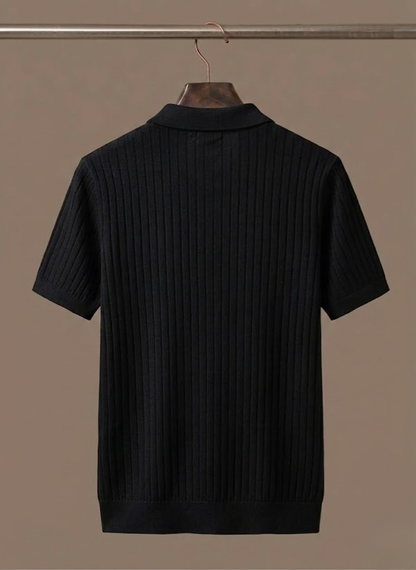 Men's Ribbed Knit Polo Shirt – Lightweight Summer Casual | Sorteva