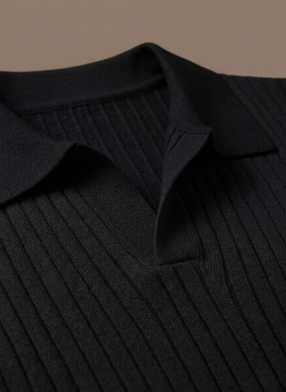 Men's Ribbed Knit Polo Shirt – Lightweight Summer Casual | Sorteva